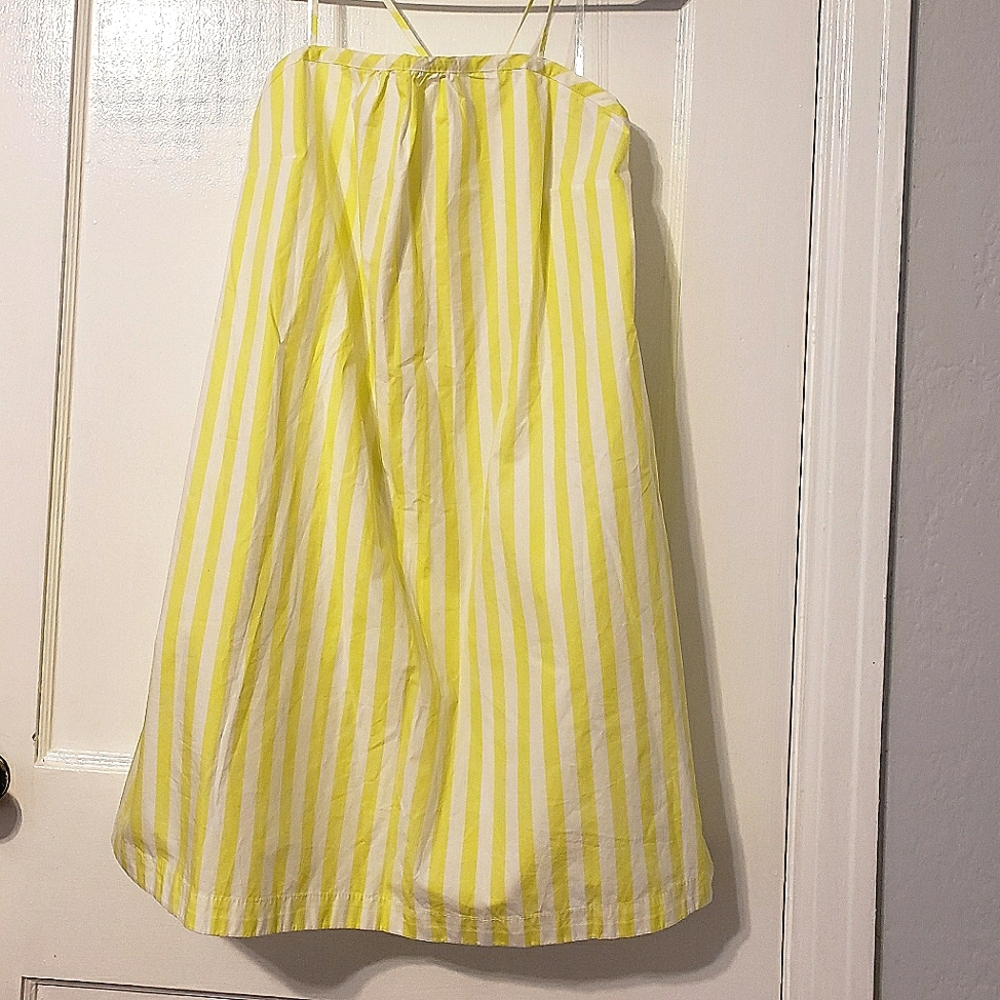a new day Neon Citron and White Striped A-Line Mini Beach Side Pocket Dress L